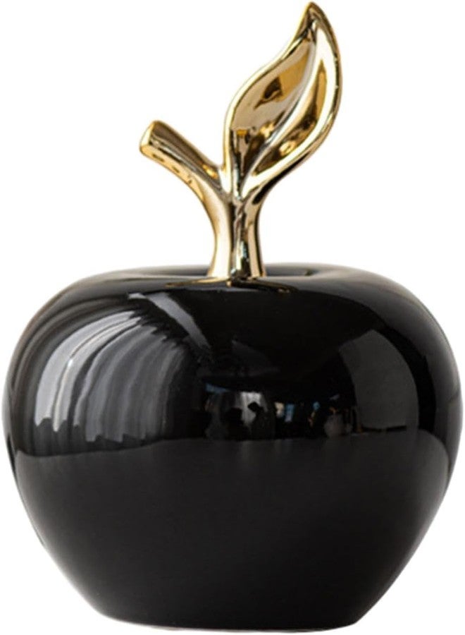 koTTIYA Apples Figurine Ceramic Apples Statue Fruit Ornaments Collectible Fruit Sculpture Artificial Fruit Sculpture for Office Bedroom Home Tabletop Decor - Black - Image 5